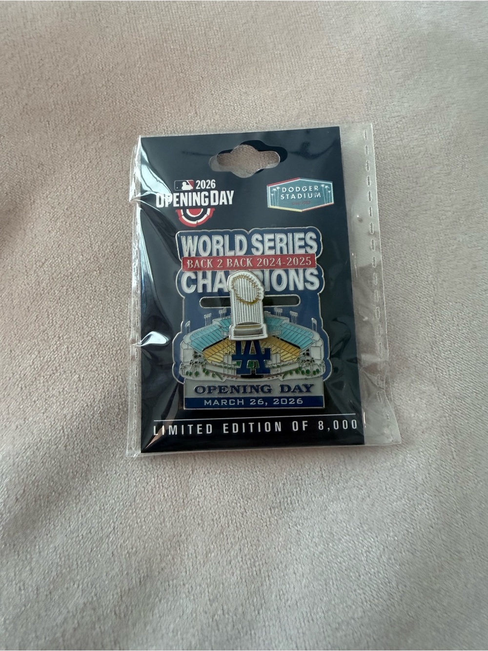 2026 LA Dodgers Opening Day Pin BACK TO BACK Sliding WS Trophy Limited Edition